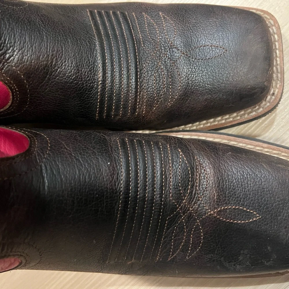 Ariat Pink and Brown Western Boots - Picture 3 of 8